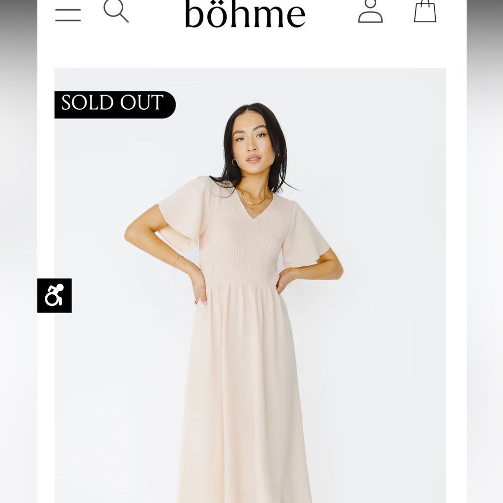 Bohme Brooks midi dress in Peach. Size L